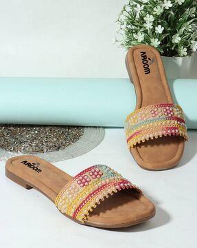 open-toe slip-on flat sandals