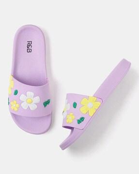 open-toe slip-on flat slides