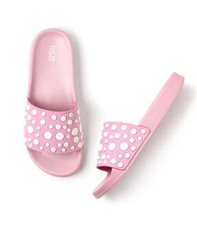 open-toe slip-on flat slides