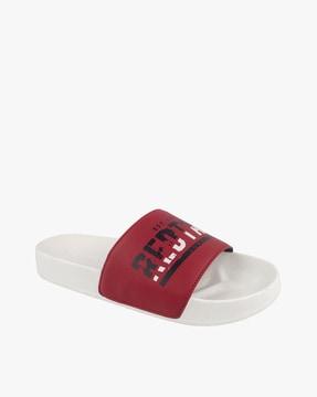 open-toe slip-on flat slides