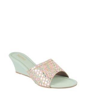 open-toe slip-on heeled sandals