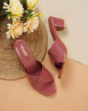 open-toe slip-on heeled sandals