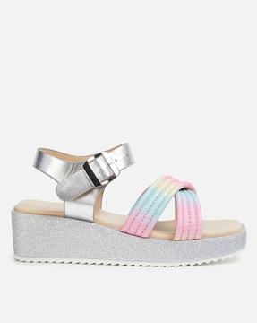 open-toe slip-on sandals with buckle strap