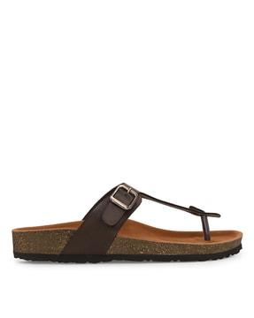 open-toe slip-on t-strap flat sandals