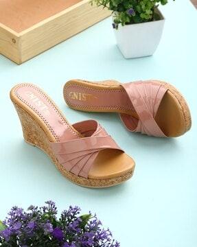 open-toe slip-on wedges