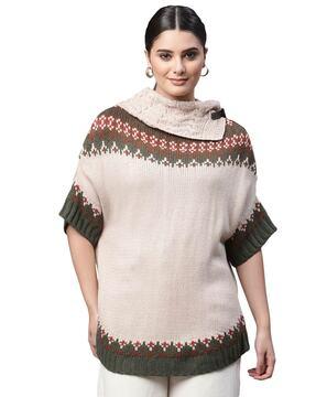 open turtle-neck poncho