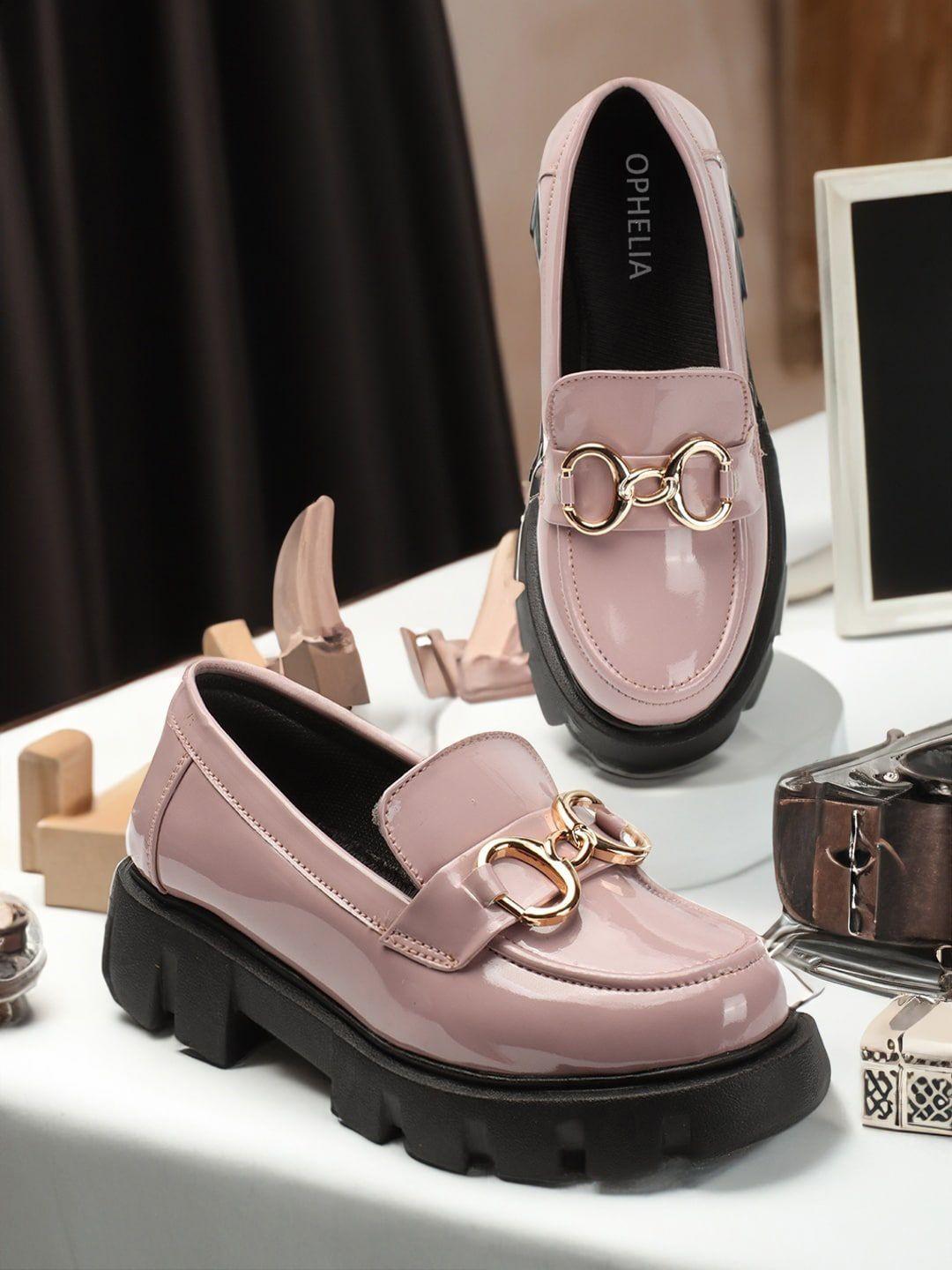 ophelia women pink colourblocked loafers