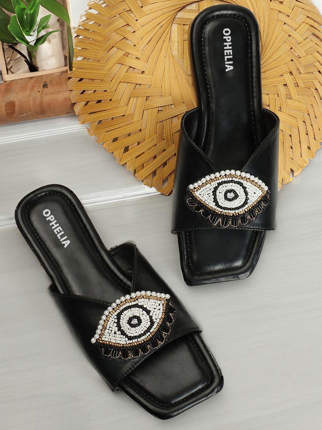 ophelia evil eye embellished open toe flats