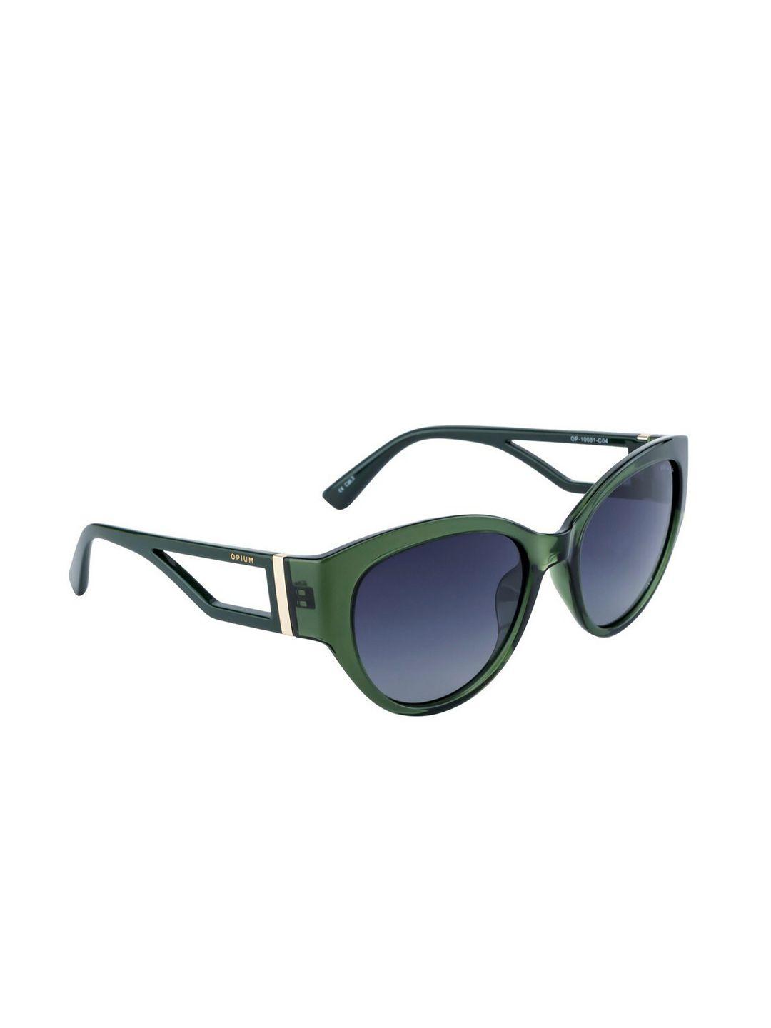 opium women blue lens & green oval sunglasses with uv protected lens op-10081-c04
