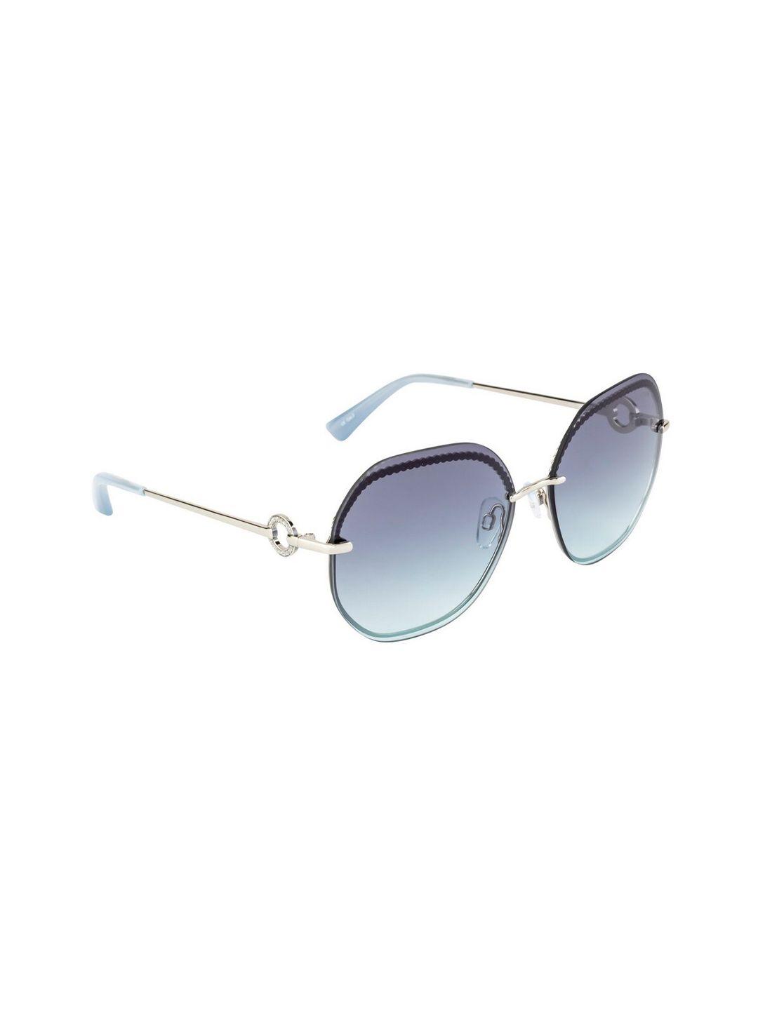 opium women blue lens & silver-toned oval sunglasses with uv protected lens op-1966-c02