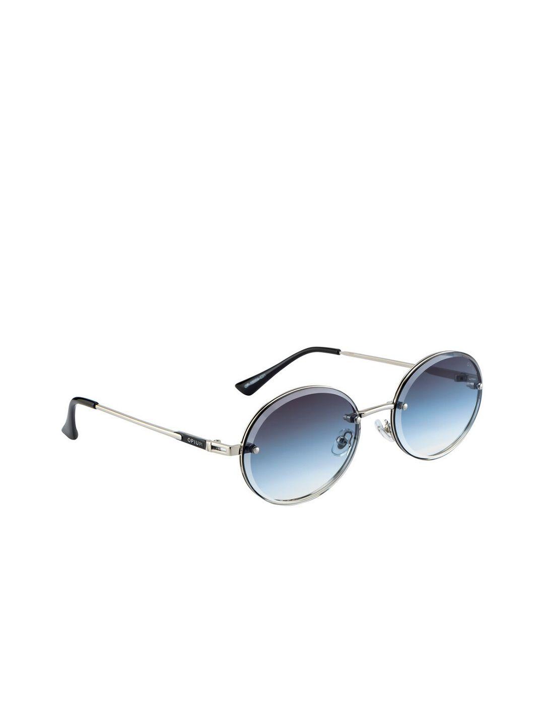 opium women blue round sunglasses with uv protected lens op-10004-c01