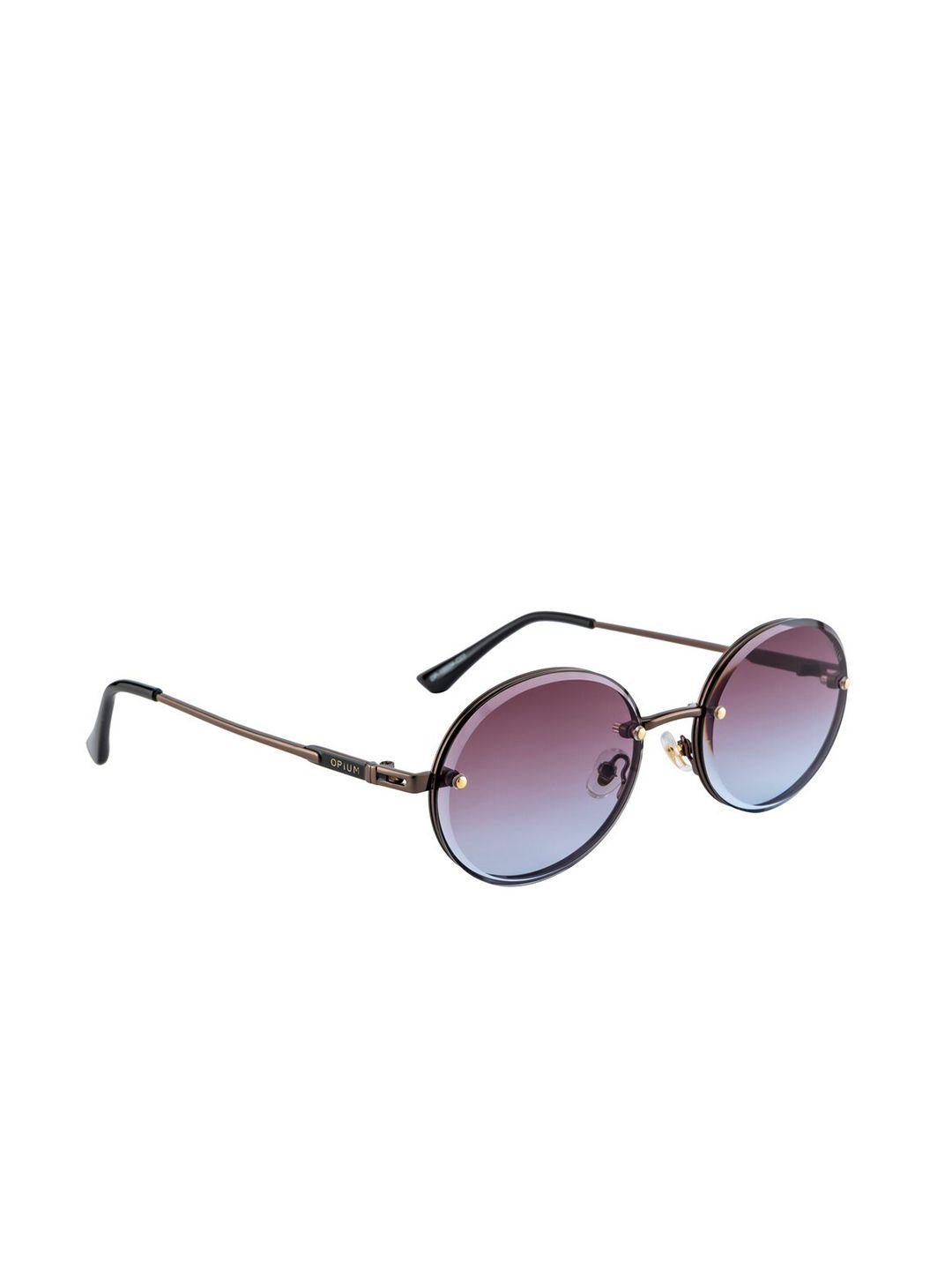 opium women pink lens & brown round sunglasses with uv protected lens op-10004-c03-pink