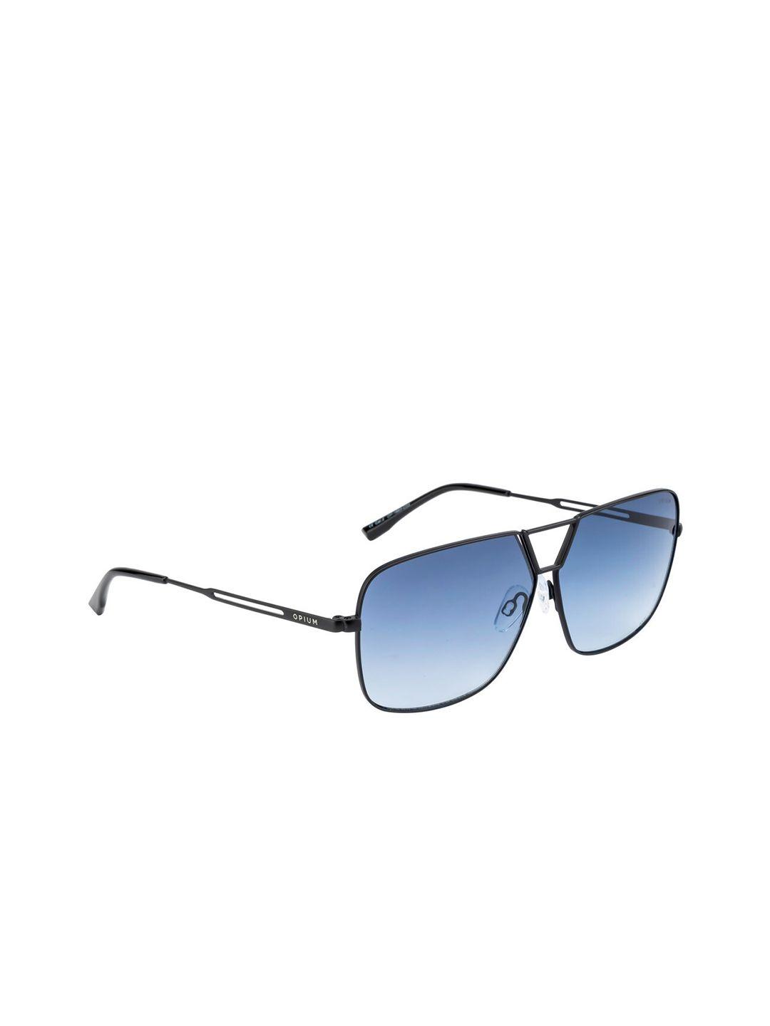opium men blue lens & black rectangle sunglasses with uv protected lens