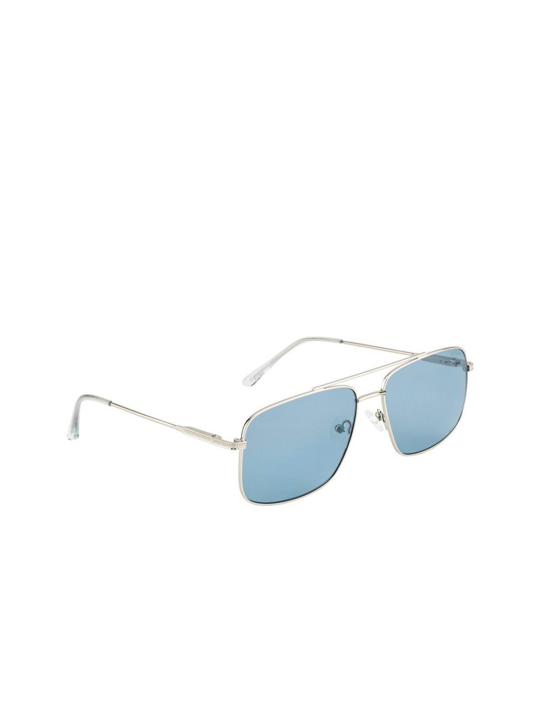 opium men blue lens & silver-toned square sunglasses with uv protected lens - op-1916-c04