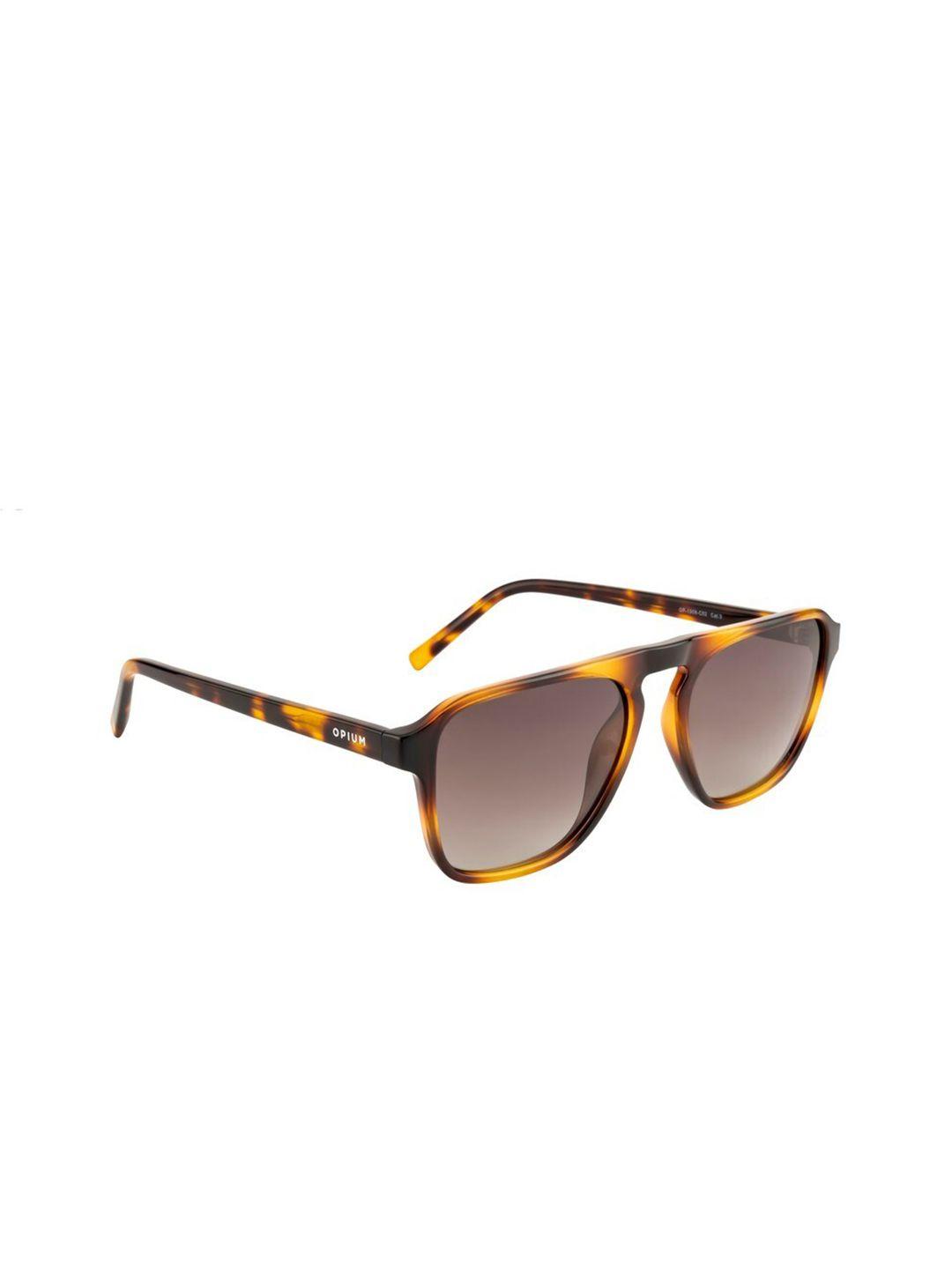 opium men brown lens & brown square sunglasses with uv protected lens op-1908-c02