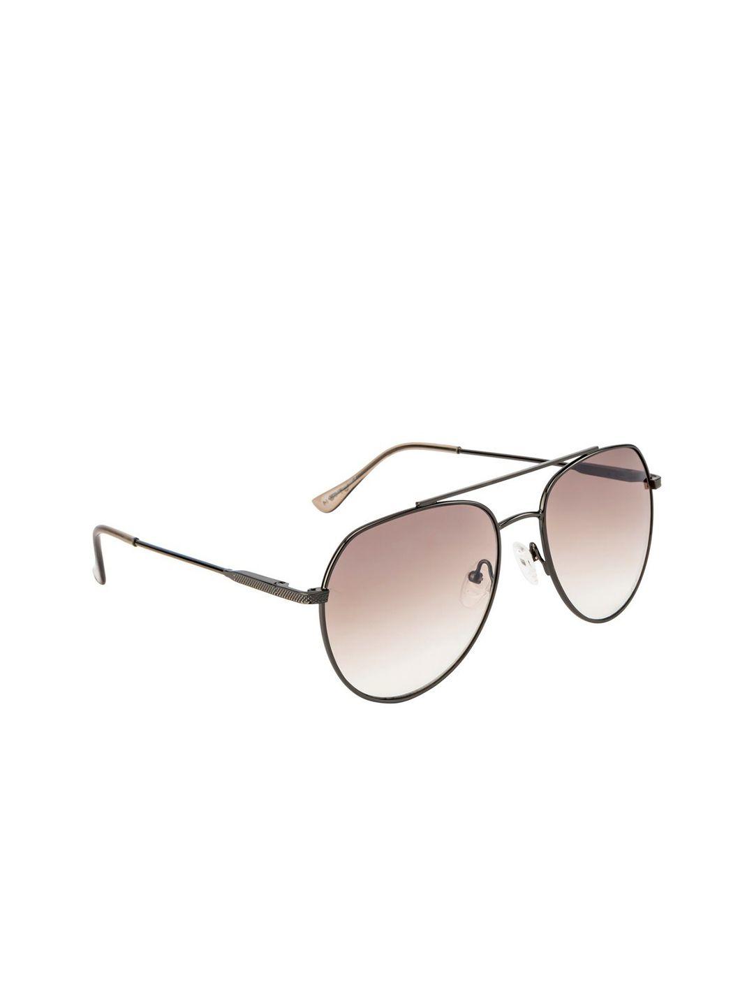 opium men brown lens & gunmetal-toned aviator sunglasses with uv protected lens