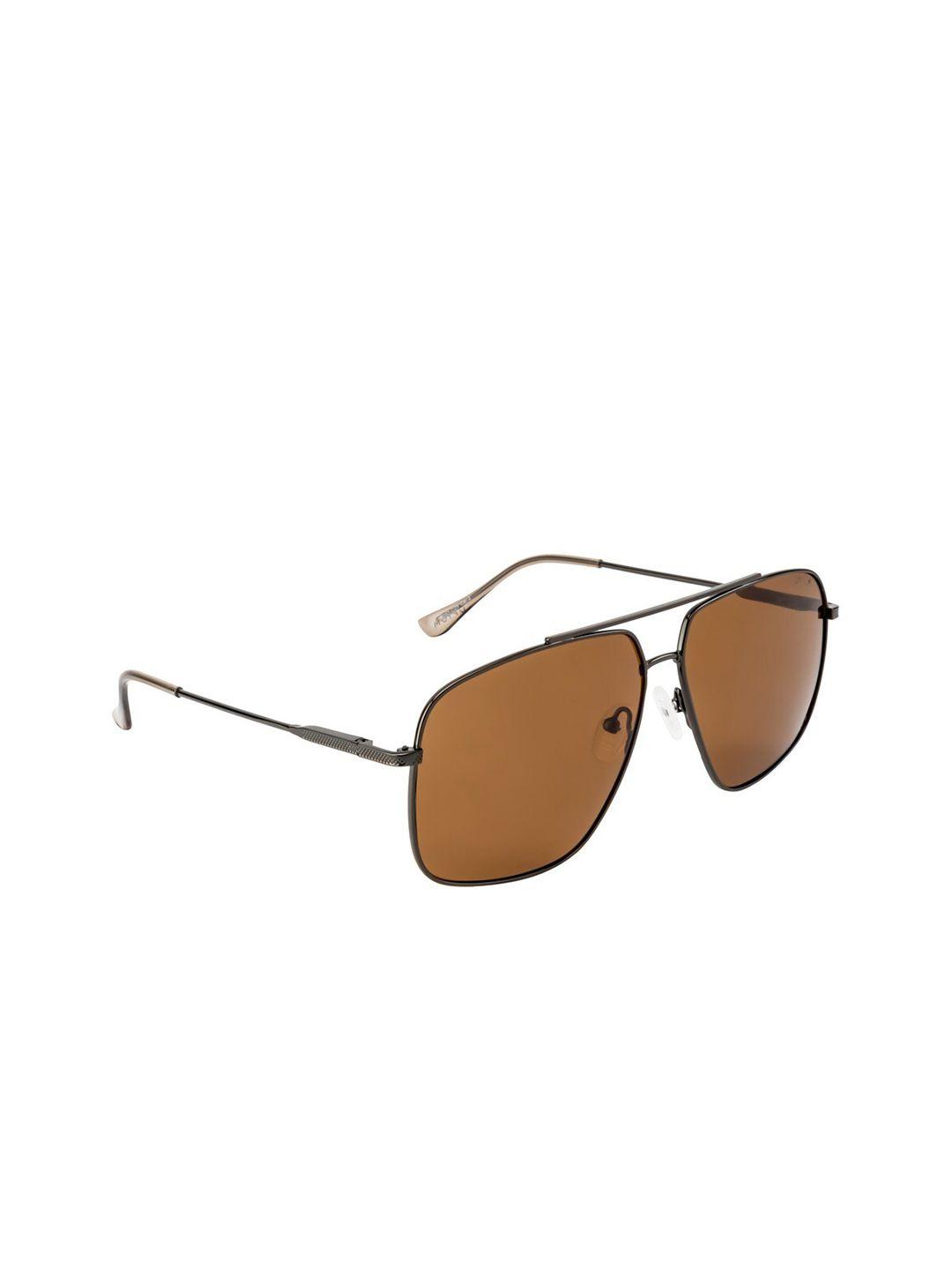 opium men brown lens & gunmetal-toned square sunglasses with polarised and uv protected lens