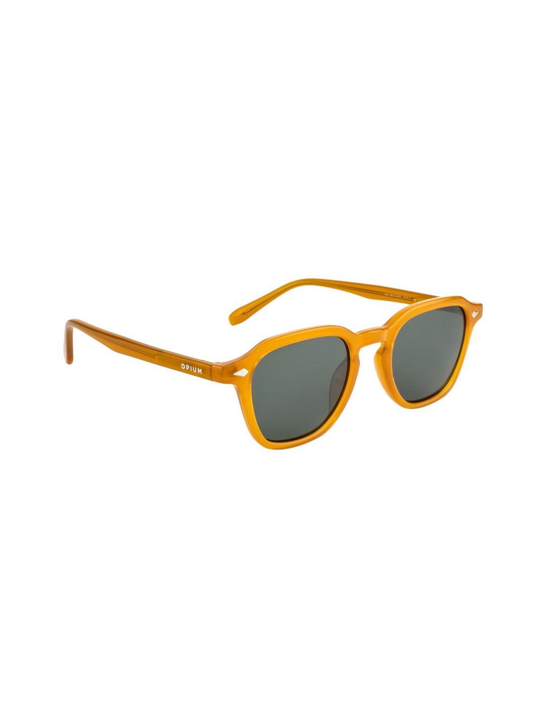 opium men green lens & yellow square sunglasses with uv protected lens