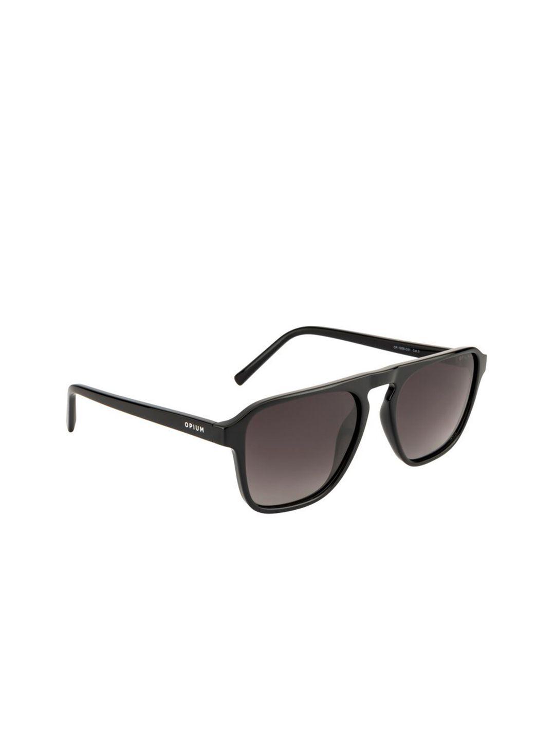 opium men grey lens & black square sunglasses with polarised & uv protected lens 1908-c01