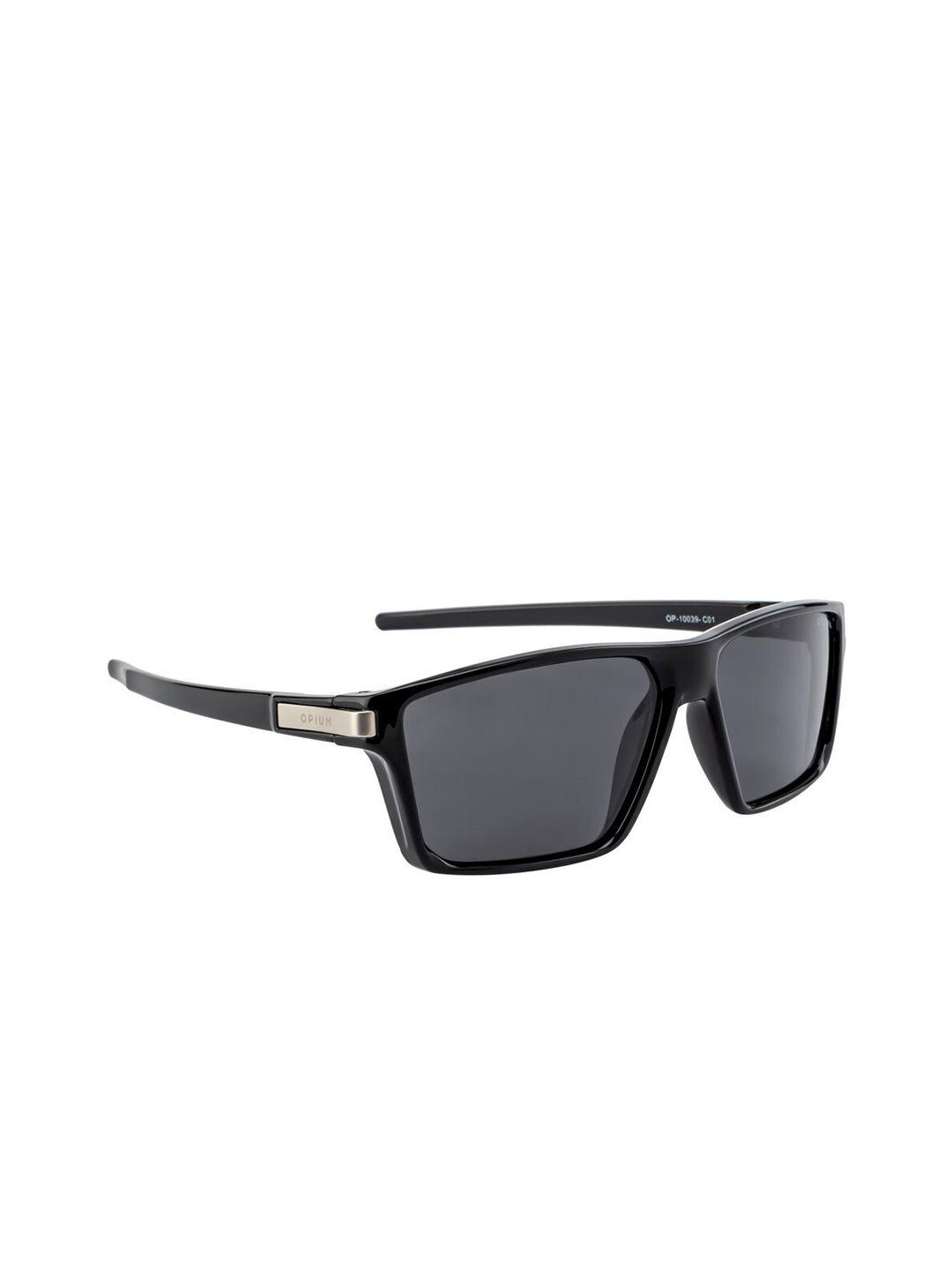 opium men grey lens & black wayfarer sunglasses with   uv protected lens op-10039-c01