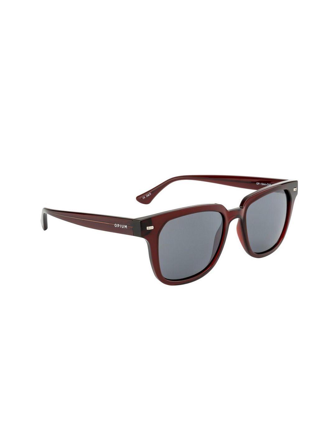 opium men grey lens & burgundy square sunglasses with uv protected lens op-1944-c04