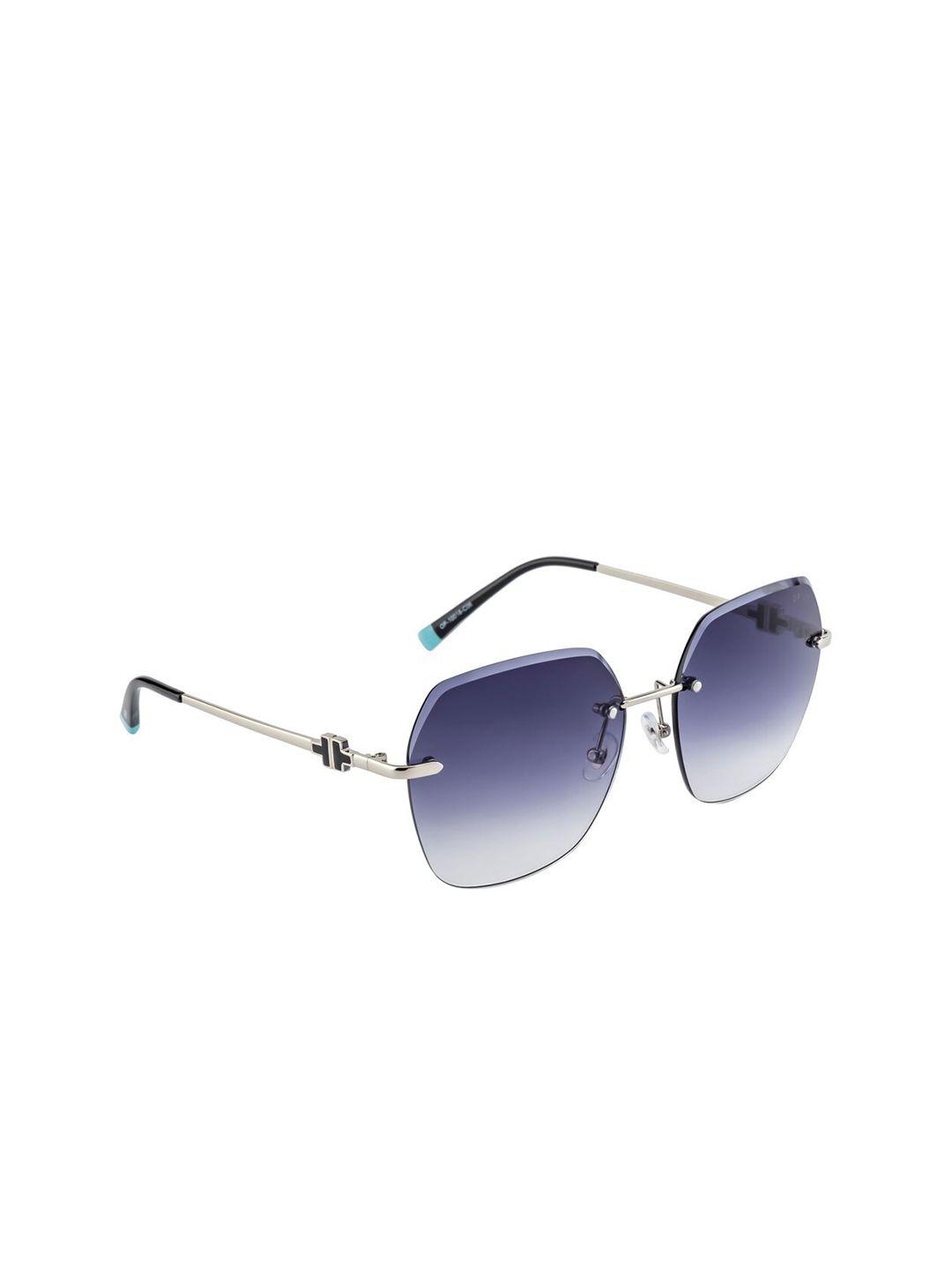 opium women blue lens & silver-toned square sunglasses with uv protected lens