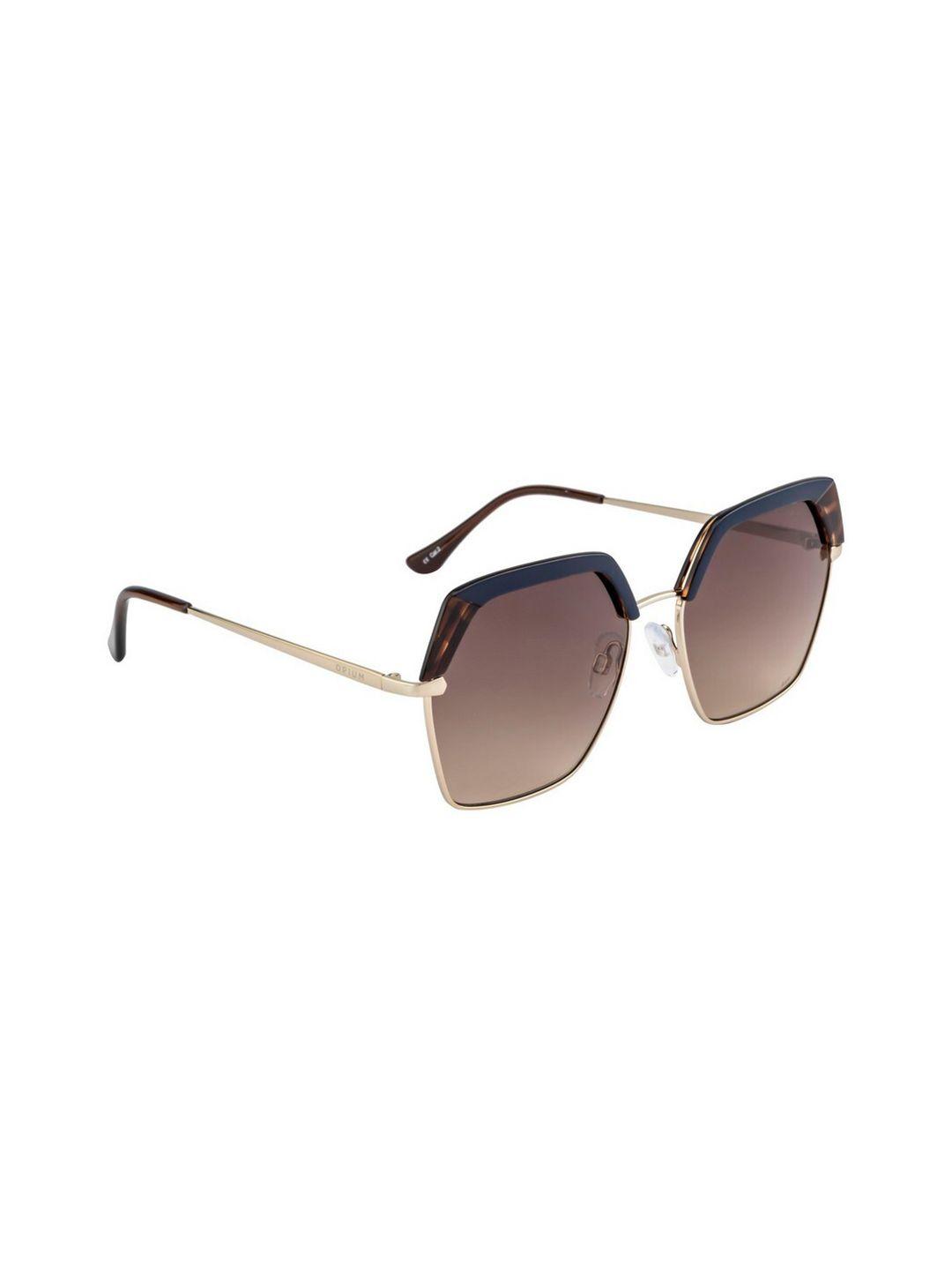 opium women brown lens & gold-toned square sunglasses with uv protected lens op-1950-c01