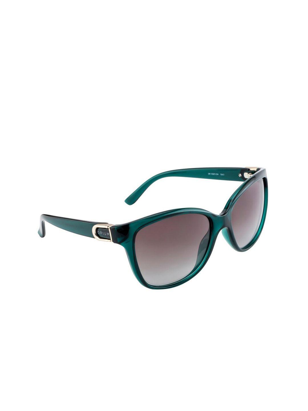 opium women brown lens & green oval sunglasses with polarised and uv protected lens