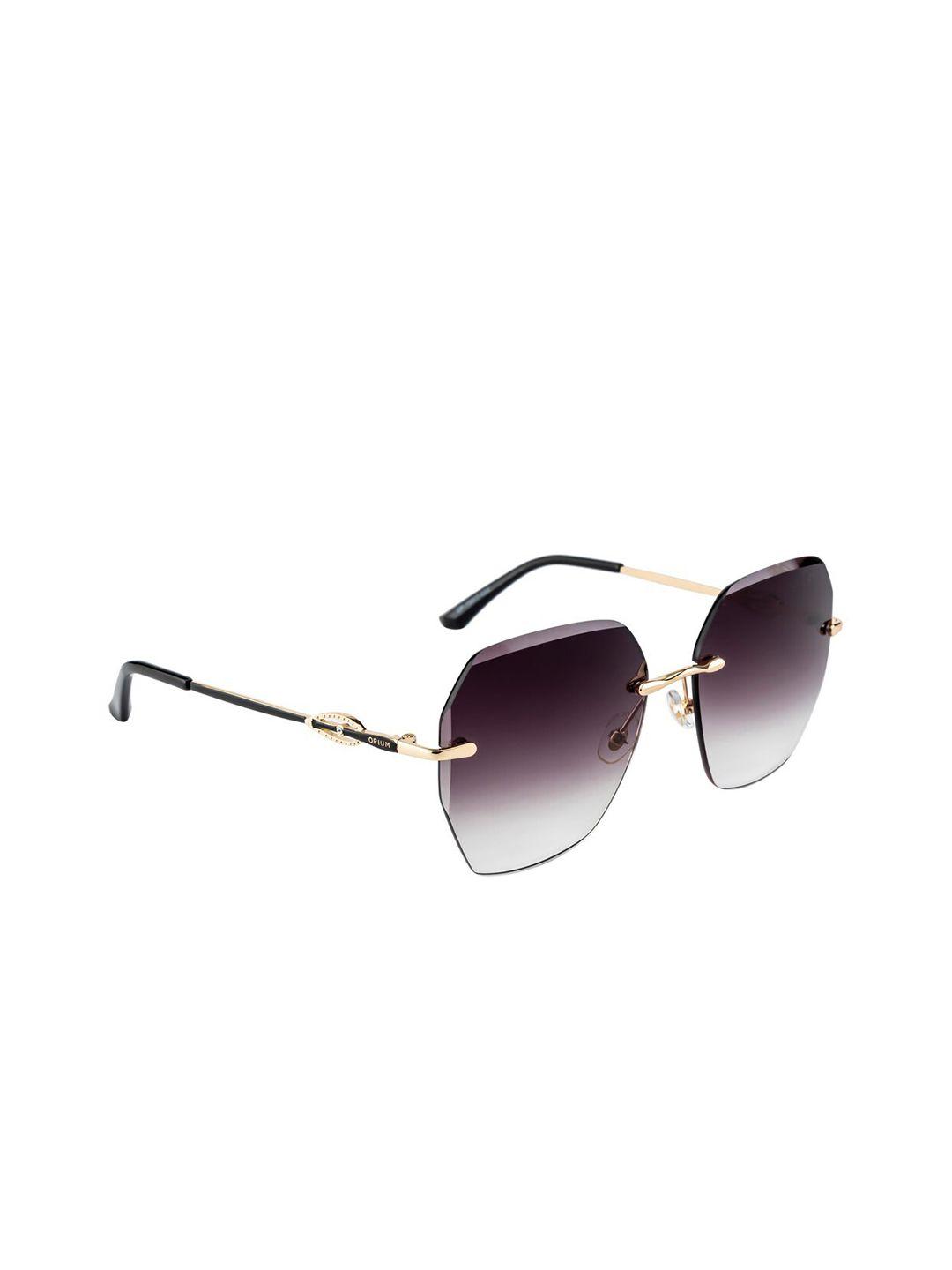 opium women purple lens & gold-toned square sunglasses with uv protected lens