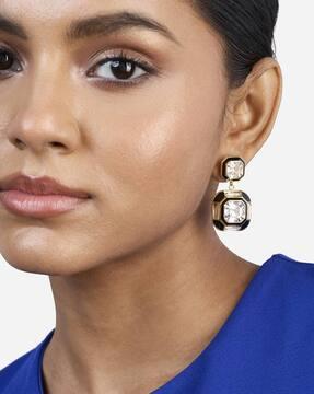 optic double crystal stud earrings