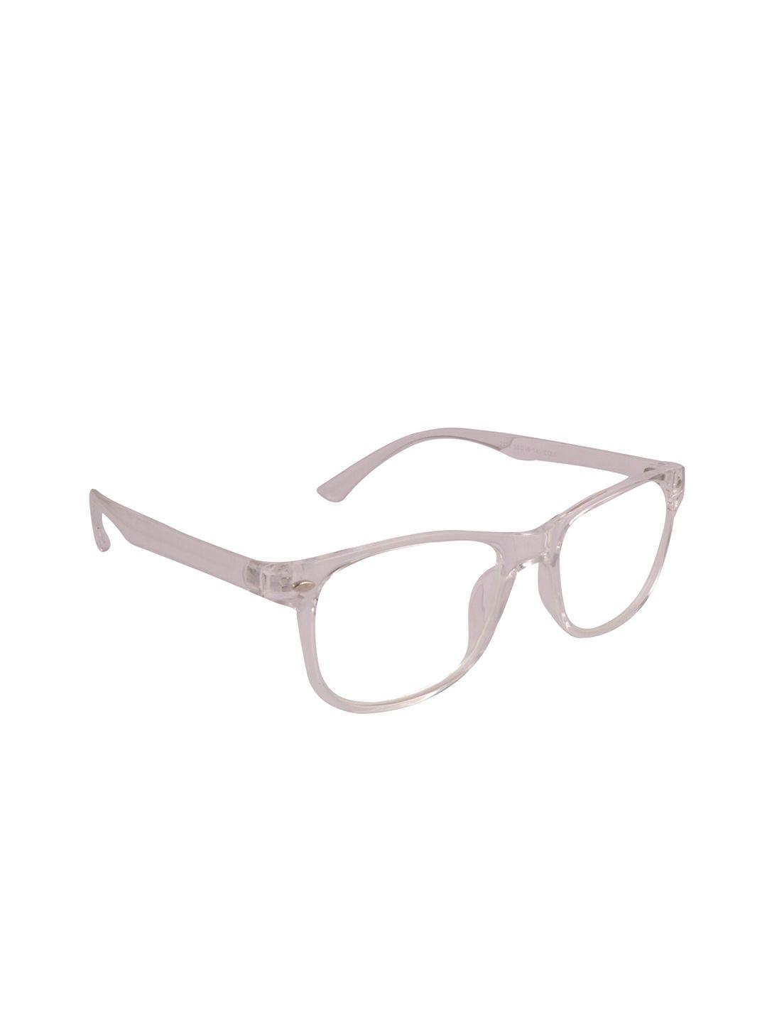 optify adults clear lens & white square computer sunglass with uv protected lens