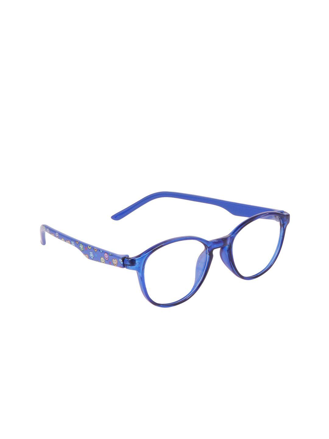 optify unisex clear lens & blue round sunglasses with uv protected lens poppin round 54