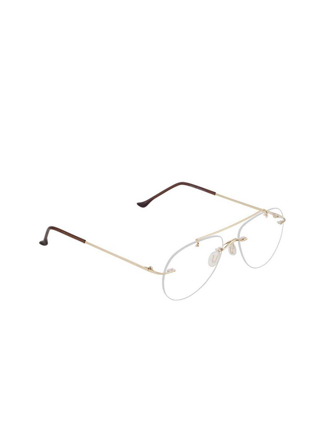 optify unisex clear lens & gold-toned aviator sunglasses with uv lens avt rimless gold