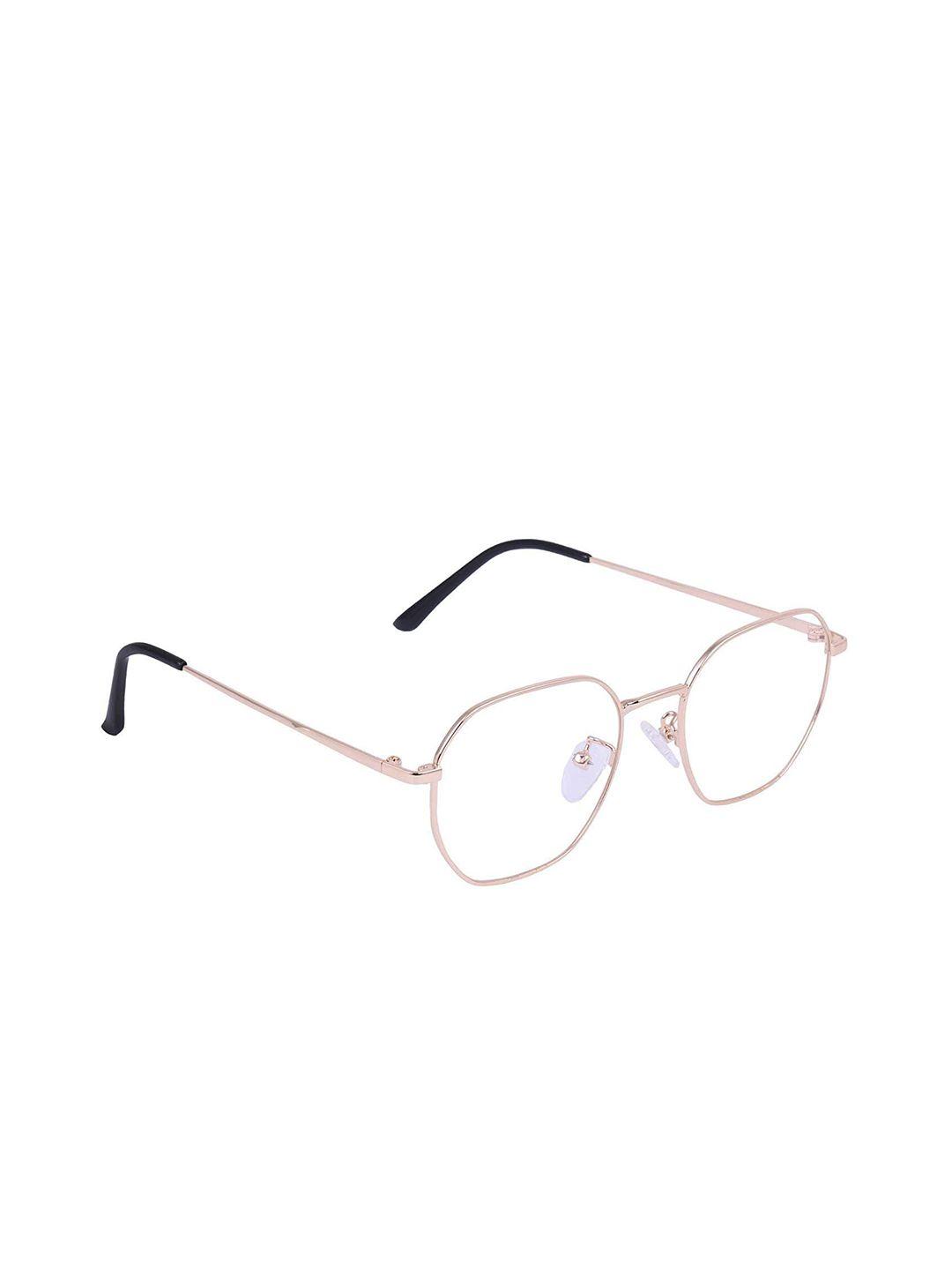 optify unisex clear lens & gold-toned round sunglasses with uv protected lens