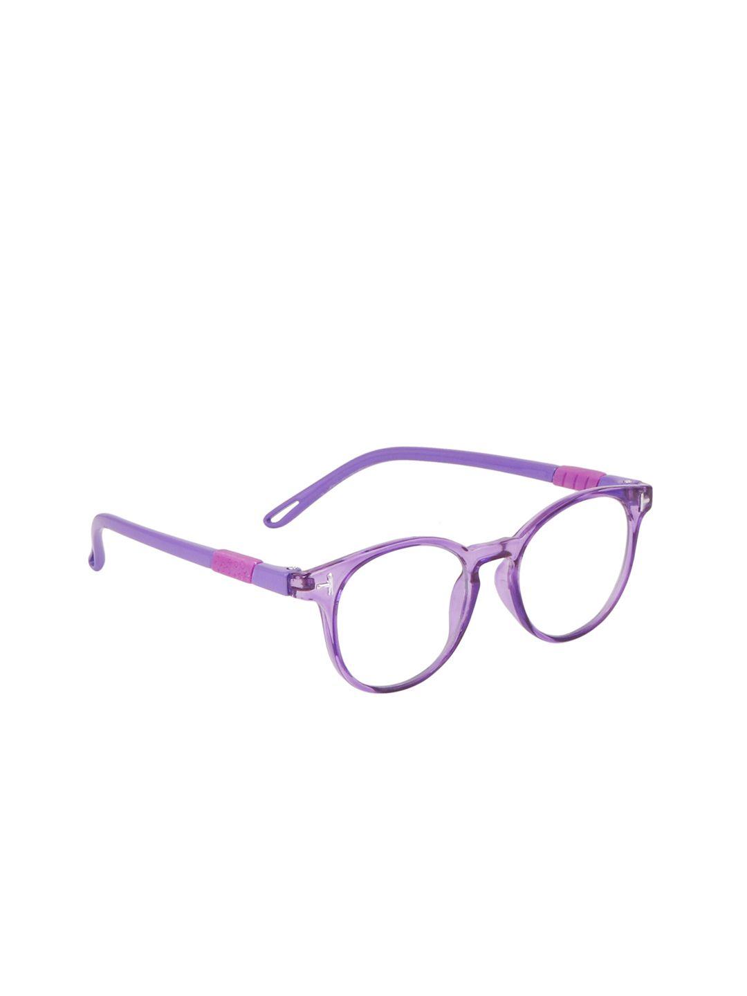 optify unisex clear lens & purple round sunglasses with uv protected lens