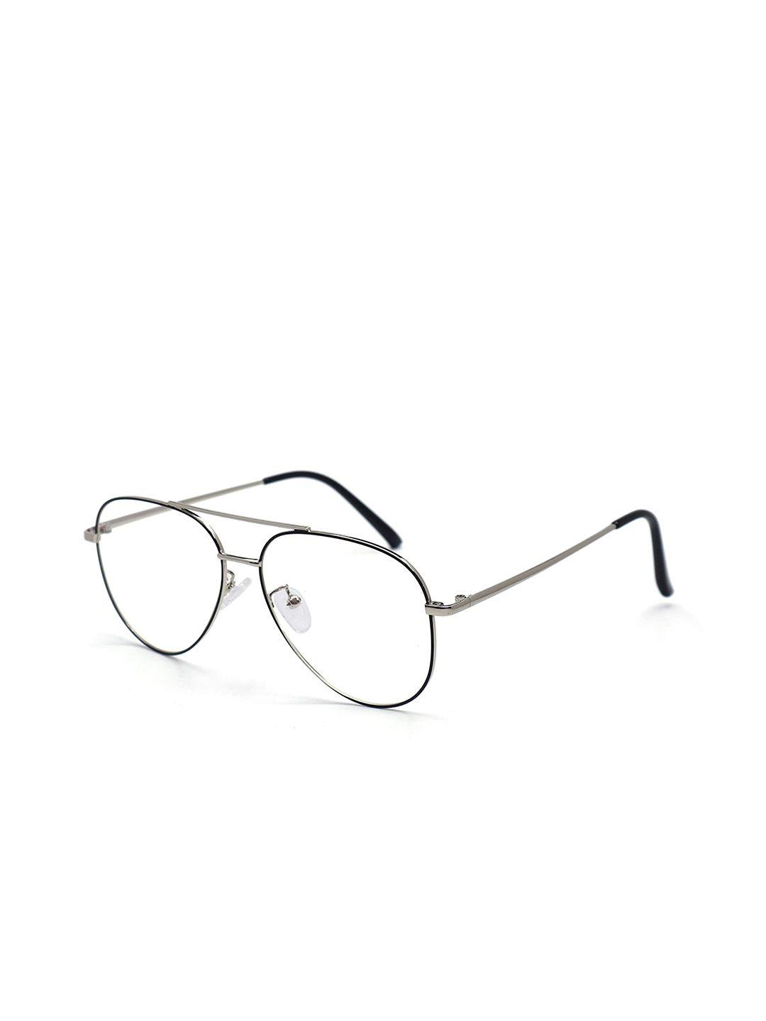 optify unisex clear lens & silver-toned aviator sunglasses