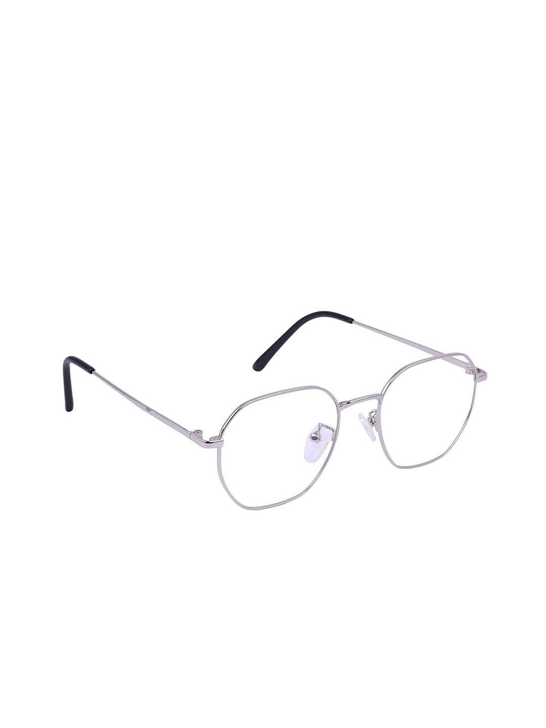 optify unisex clear lens & silver-toned round sunglasses with uv protected lens mf round silver