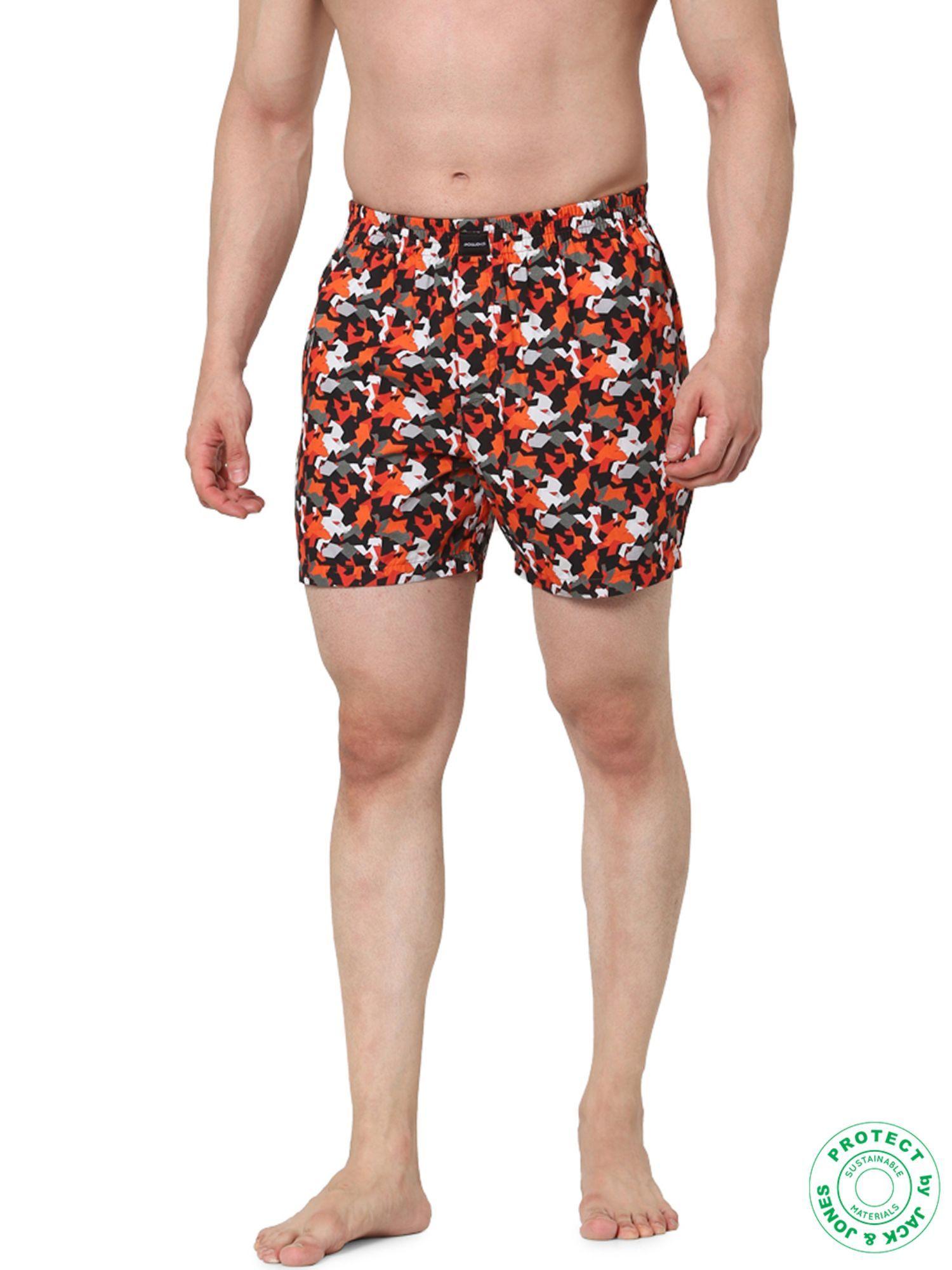orange abstract print boxers