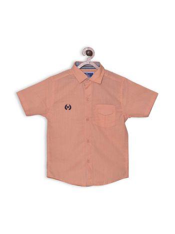 orange color solid half sleeve cotton shirt for boys