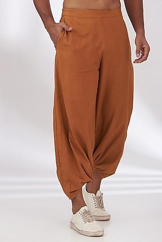 orange cotton flex trousers