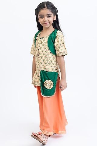 orange cotton sharara set for girls