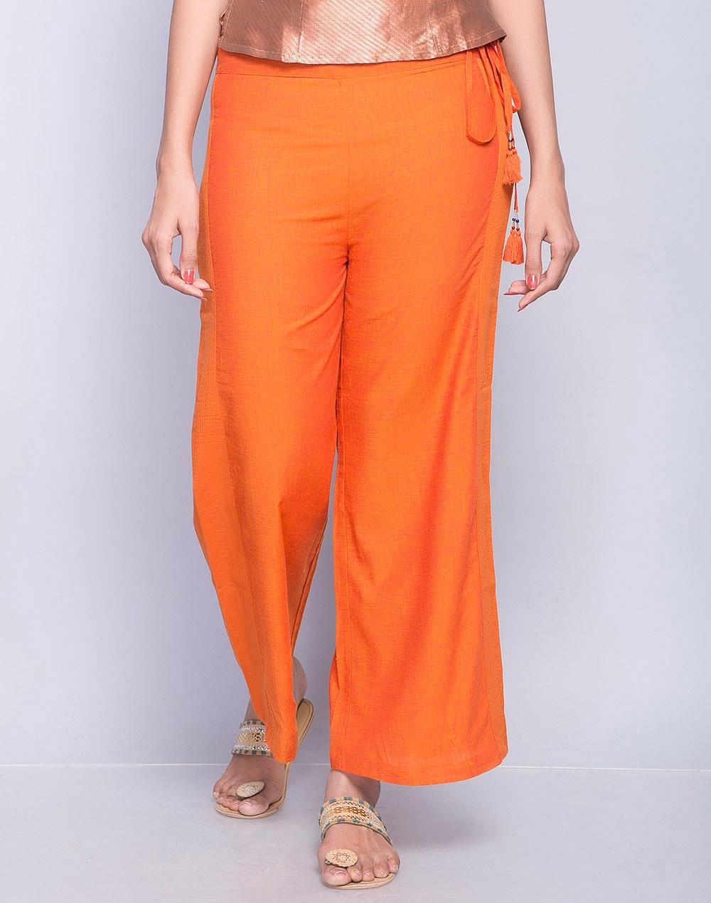 orange cotton side panels pant