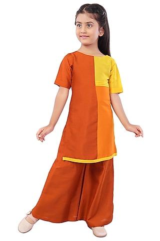 orange crepe silk palazzo pant set for girls