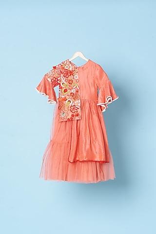 orange embroidered gown for girls