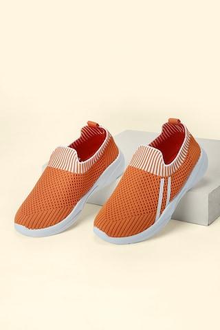 orange knitted upper sports boys sport shoes