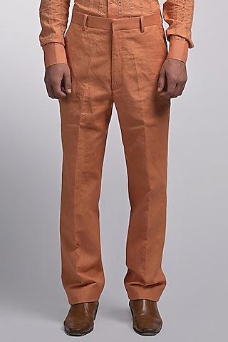 orange linen trousers