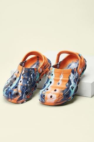 orange marble pattern casual boys clog shoes