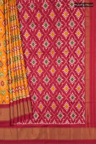 orange pochampally silk saree