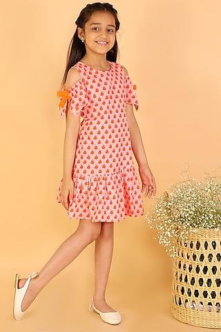 orange printed dress for girls