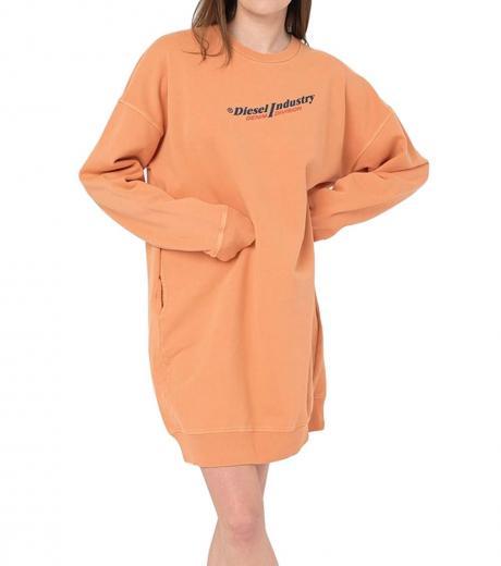 orange printed logo sweat dress